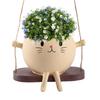 Swing Smile Face Planter Pot Cute Cat Rocking Chair Resin Flowerpots Potted Plant Ornament Home Art Decoration Flowerpot