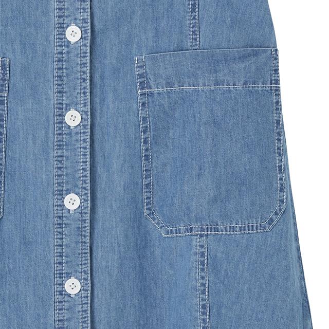 LAP Puff Sleeve Slim Dirty Denim Dress Ar2Do562