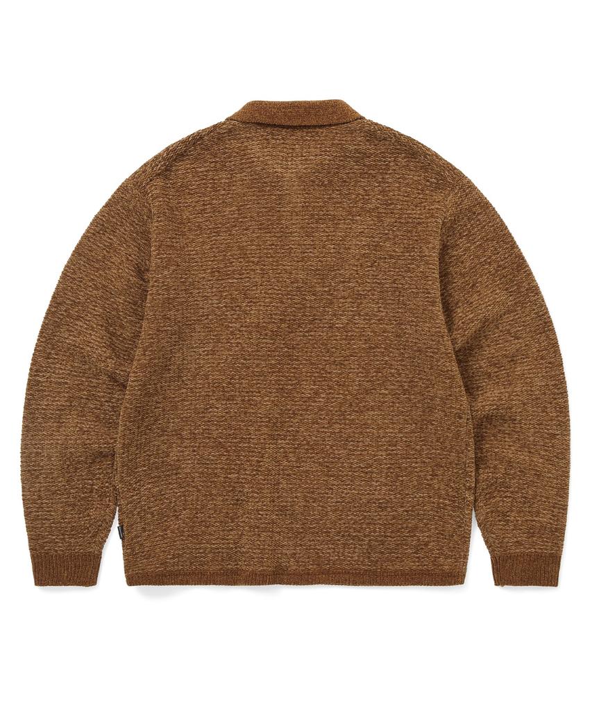 THISISNEVERTHAT Velvet Knit Polo Brown