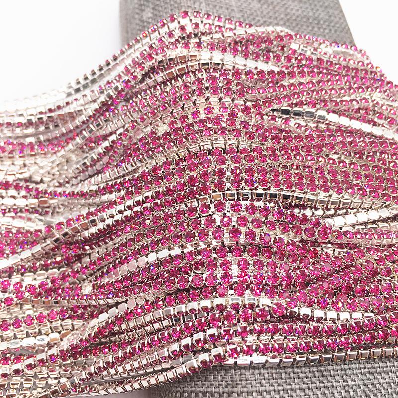 Wholesale 1-Row 1 yard SS6 Cystal Rhinestone Trim Close Cup Chain Claw DIY Jewelry Making