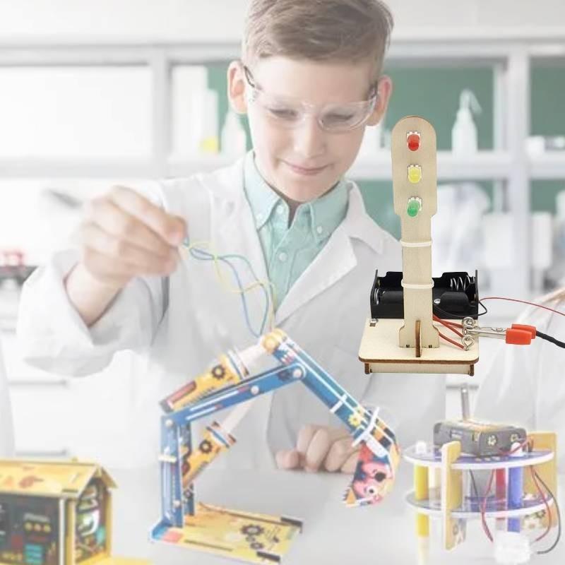 Holz DIY Ampel Lernspielzeug für Kinder Wissenschaftsexperiment MINT-Bildung