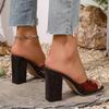 Fashion Fashion Red High Heels Sandals for Women 2025 Summer Thick Heeled Square Toe Slippers Woman Transparent Pvc Party Dress Sandals