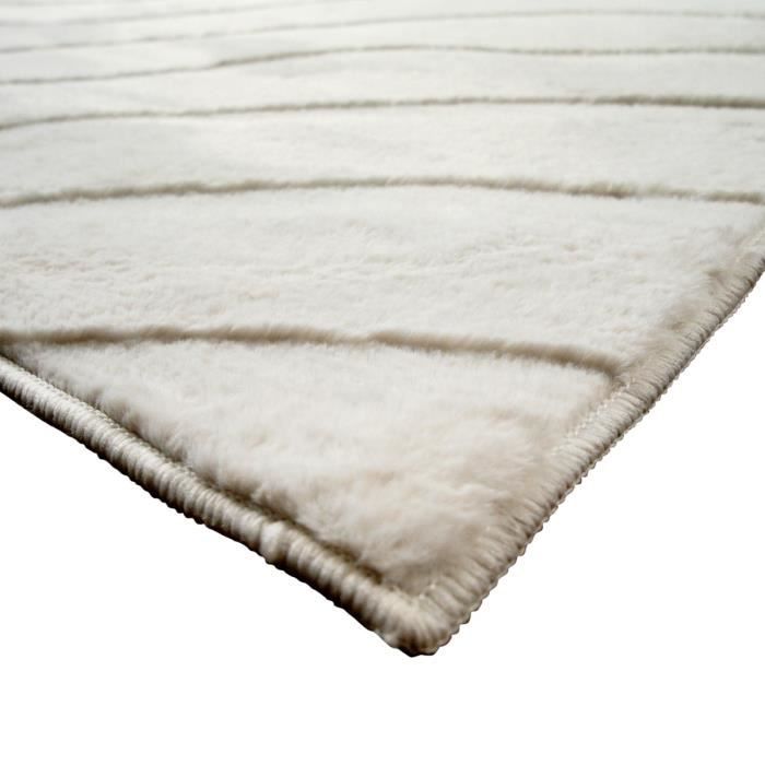 Extra-soft White Curved Relief Rug 190x290