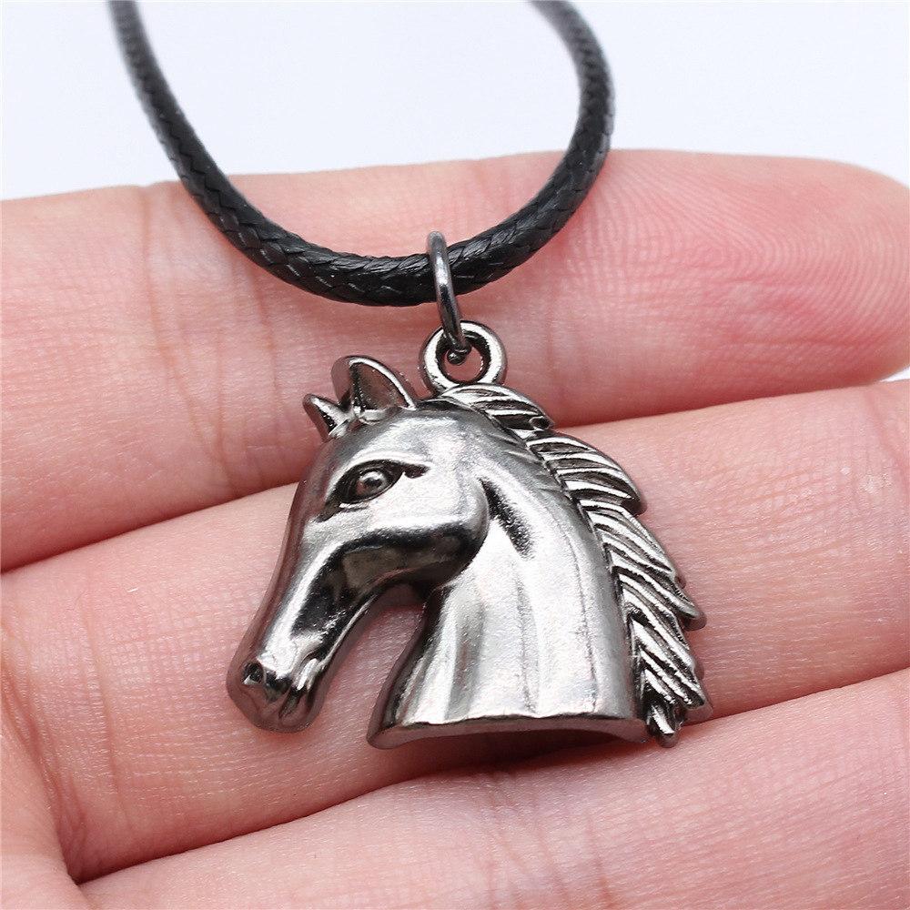 45cm Necklace Leather Chain Big Elephant And Horse Wedding Jewelry Findings QN027