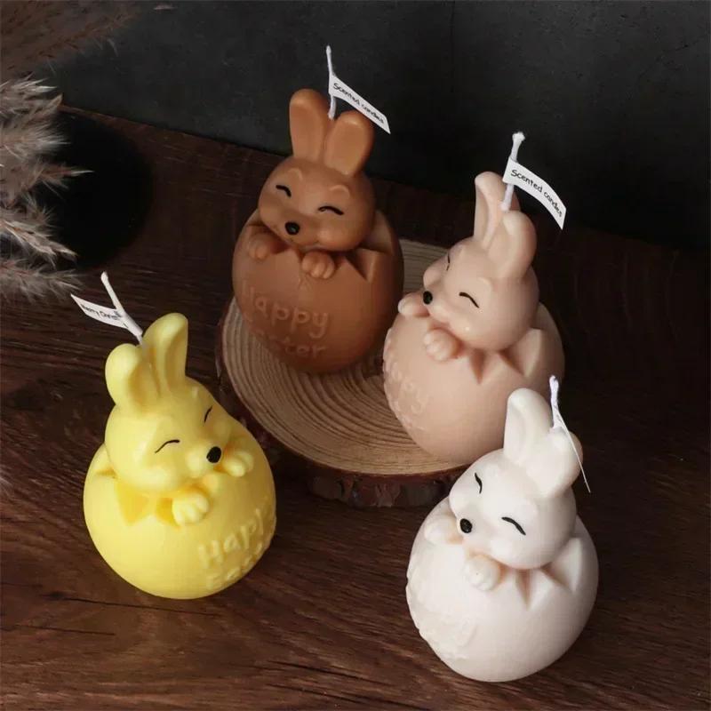 Cute and Creative Resin Making Mold Easter Eggshell Rabbit Candle Silicone Mold Animal Vertical Ear Rabbit Mold