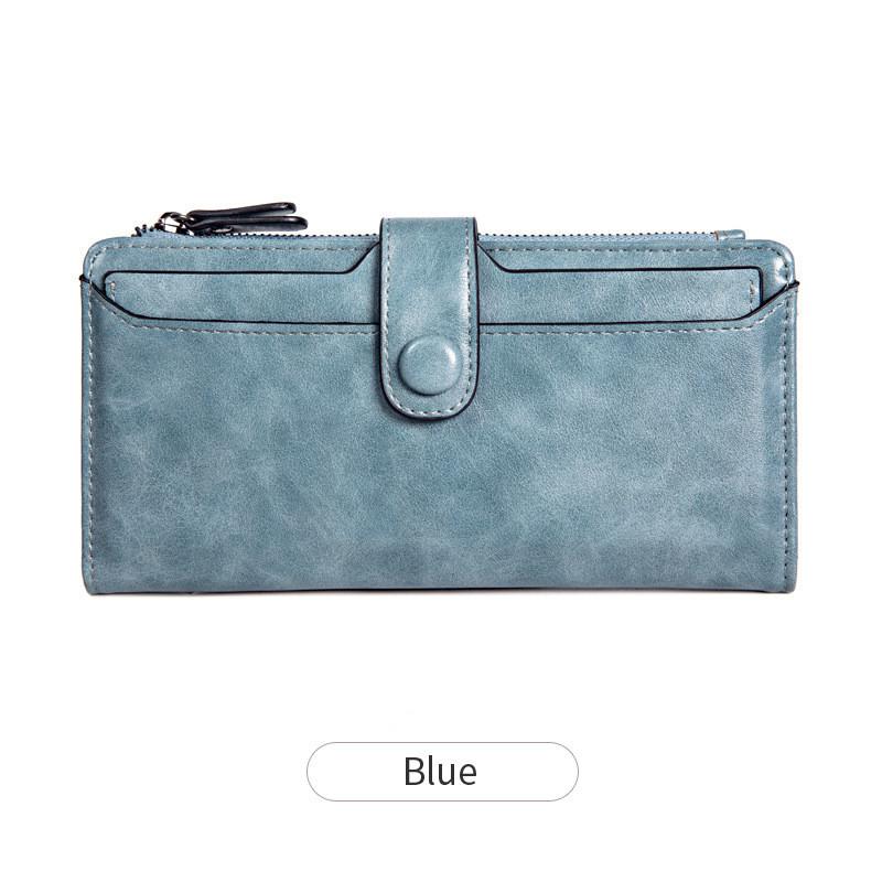 Guangzhou Oil Wax Mad Horse Leather Wallet Purse High Quality Leather Large Capacity Envelope Clutch Bag