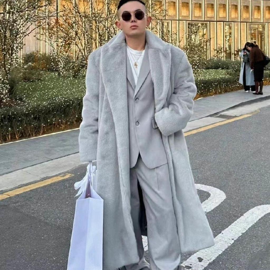 Men's Thickened New Eco-friendly Mid-length Overcoat Knee-length Loose Fit Outerwear for Autumn and Winter Men's Coats