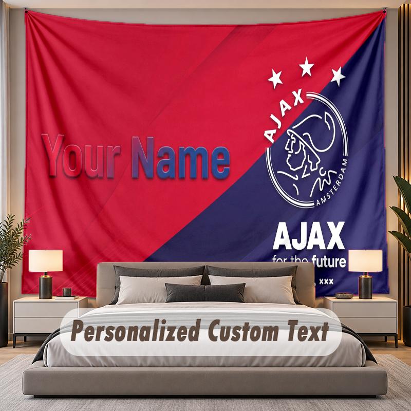 Custom Name Text Tapestry Ajax Amsterdam Personalized Polyester Wall Tapestry For Bedroom And Room