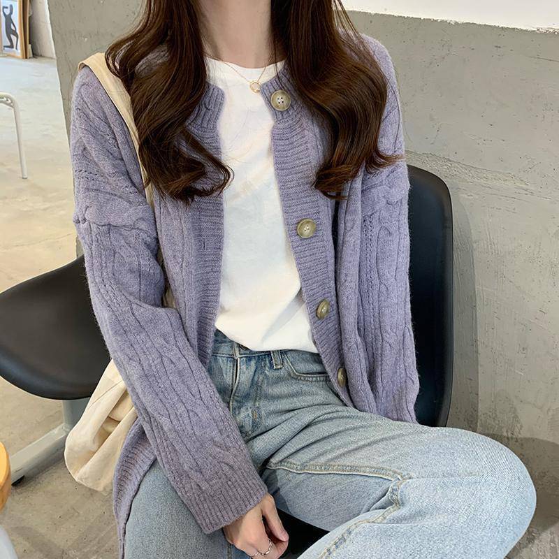 YYFS Women's Fashion Casual Fall Winter Solid Color Print Long Sleeve O-Neck Sweaters
