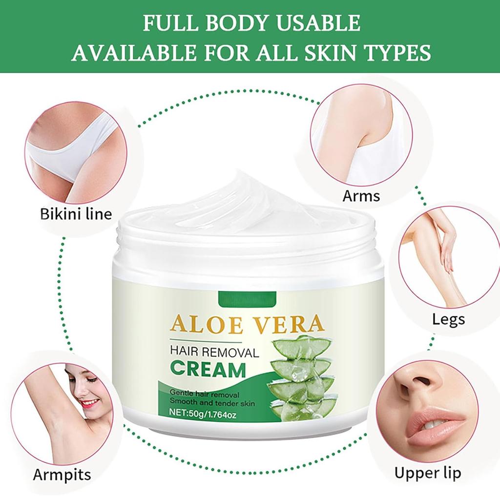 Facial Depilatory Cream, Aloe Vera Facial Hair Removal Cream for Women for Upper Lip and Chin and Hair Remover for Body Sensitive Skin, Gentle and