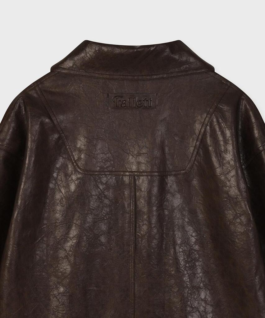 Fallett Oversized Leather Jacket Brown