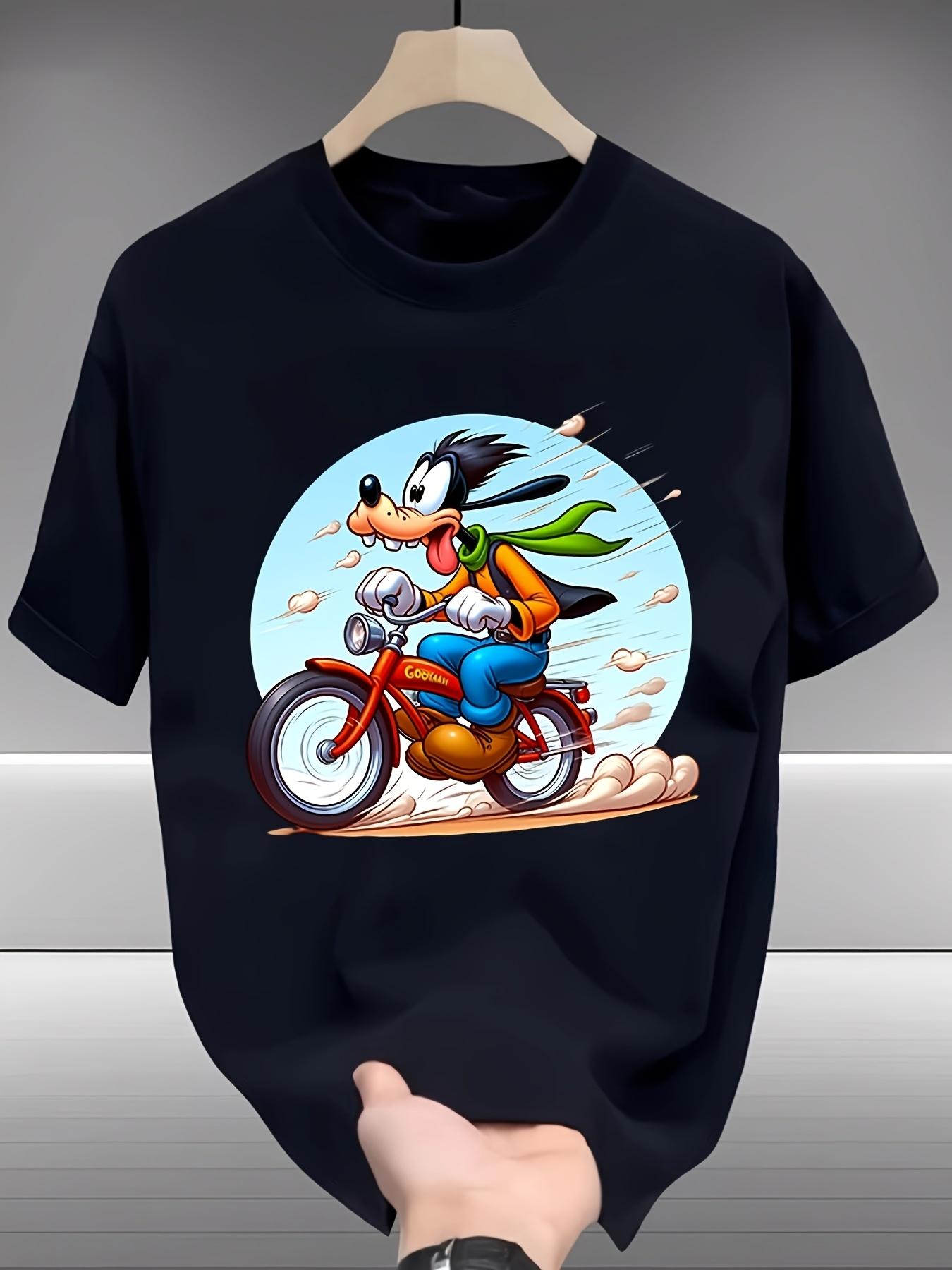 

Disney Goofy & WoT-shirt - Summer Casual Short Sleeve Breathable Tee with Vibrant Goofy Riding Motorcycle Graphic S