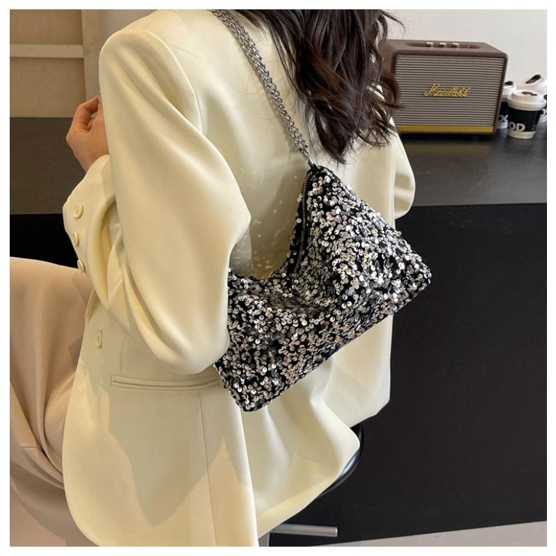 Women's Sequin Pillow Bag Fashion Trendy Single Shoulder Crossbody Bag Small Size