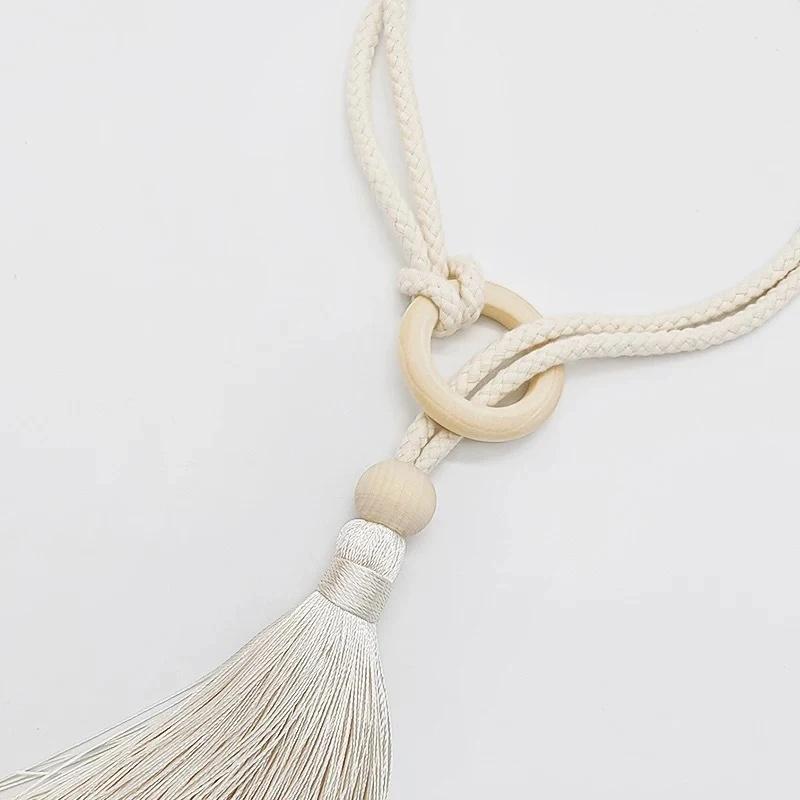 2 PCS Adjustable Cotton Cord Curtain Tiebacks Curtain Straps Bohemian Chic Log Loop Hand Woven Curtain Buckle Strap With Tassels