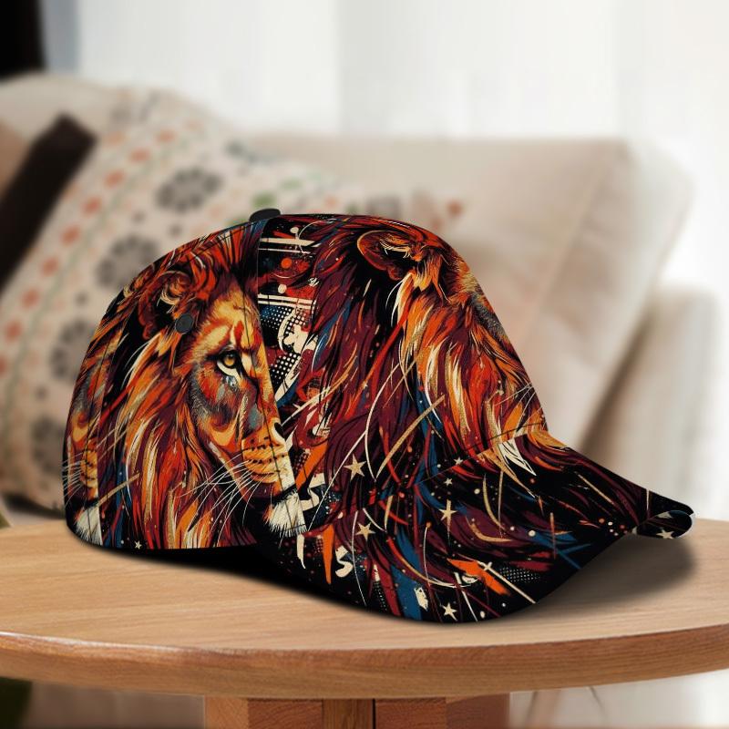 1pc of Majestic Lion Art Print Classic Baseball Cap a Fashionable Duckbill Hat Perfect for Everyday Use Featuring an Adjustable