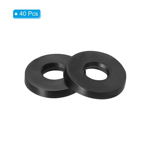PATIKIL M4 Rubber Flat Washers, 40pcs, 4mm ID x 9mm OD x 1.2mm Thick, for Sealing, Spacer, Gasket, Ring, Faucet, Pipe, Water Hose, Fastener, Bolt, Bla