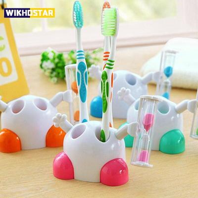 Creative Toothbrush Holder with Sand Timer 3 Minutes Countdown Timer Bathroom Accessories Set Toothbrush Holder Rack for Child