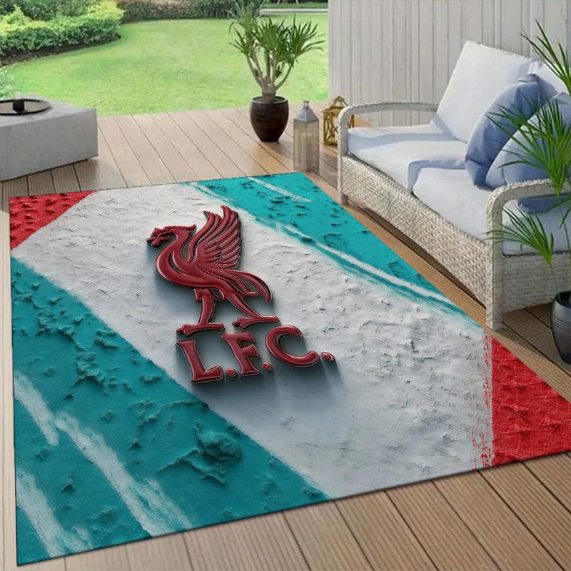 Liverpool Football Club Flanellmuster Quadratischer Teppich, Läufer, Teppich für Wohnzimmer Schlafzimmer Sofa Spielzimmer Dekor, Rutschfeste Fußmatte
