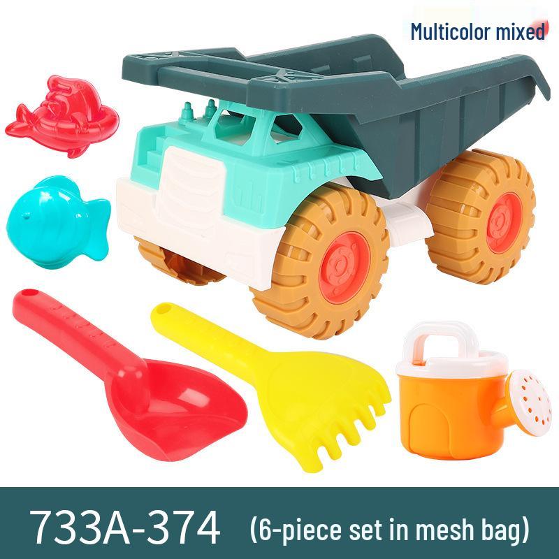 733# 19-teiliges Cartoon-Strandspielzeugset für Kinder - Sandgraben, Wasserspiele, Rollenspiele mit Sanduhr & großer Schaufel