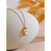 Yhpup Zirconia Natural Shell Moon Drop Delicate Necklace 18K PVD Plated Chain Stainless Steel Premium Jewelry Gift