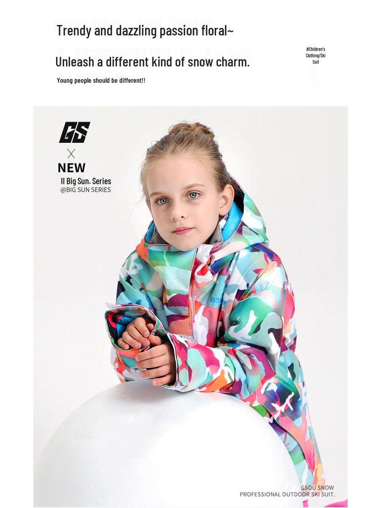 Gsousnow Kids' Windproof Waterproof Ski Jacket - Warm Ski Suit for Boys & Girls Outdoor