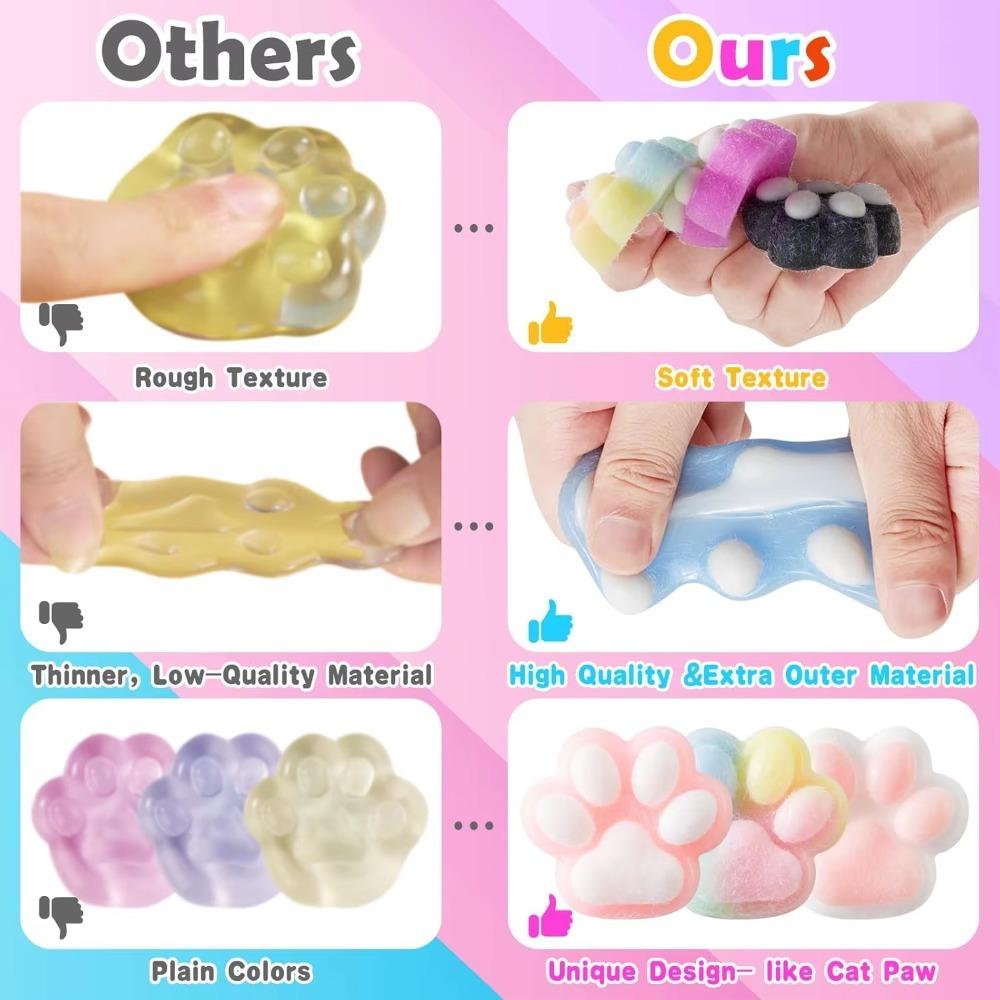 Soft Cat Paw Squishy Toy Stress Relief Fidget Toy Anti Anxiety Sensory Toy for Kids Adults