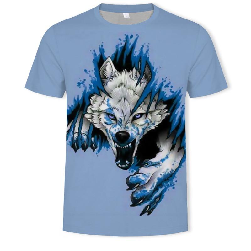 Men's 3D Printed T-Shirt Animal Pattern Printing Short Sleeve O-Neck Pullover Casual Top