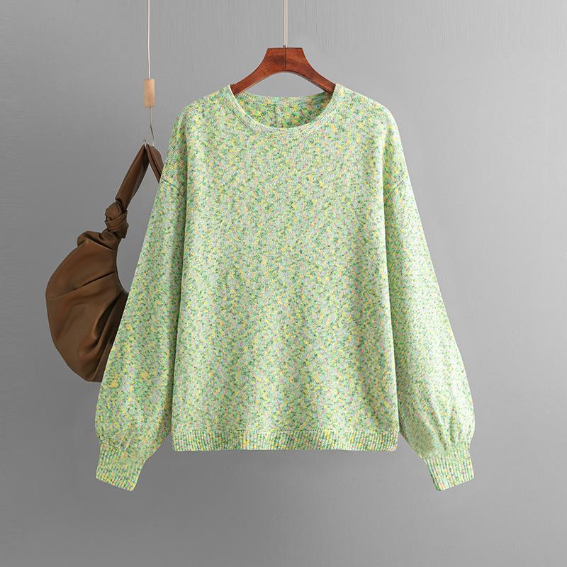 Women's Autumn Winter Knitted Pullover Sweater O-neck Full Sleeve Loose Knitwear Top Solid Color