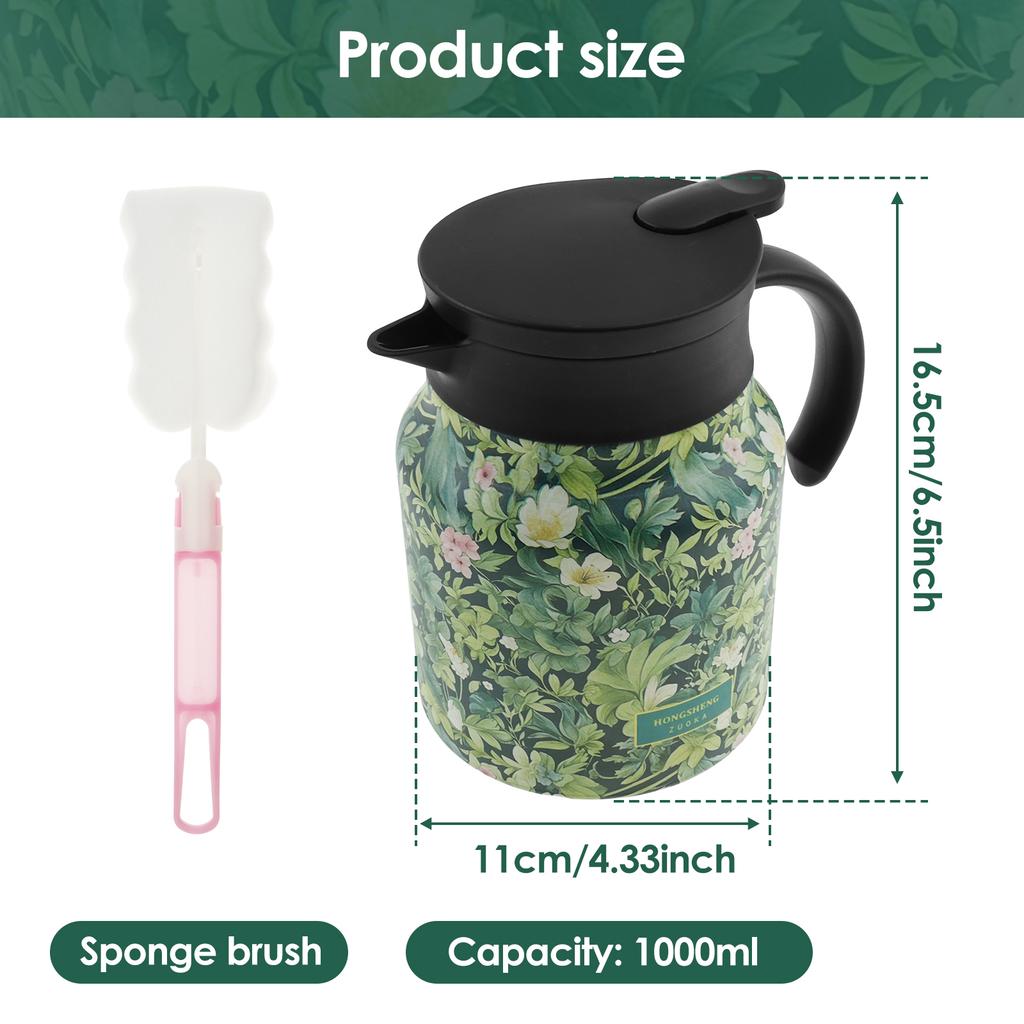 Vintage Blumen Tee Thermoskanne Edelstahl Teekessel Tropfsichere Teekanne mit Tee-Ei Mini Thermo Kaffeekanne Heim Teegeschirr