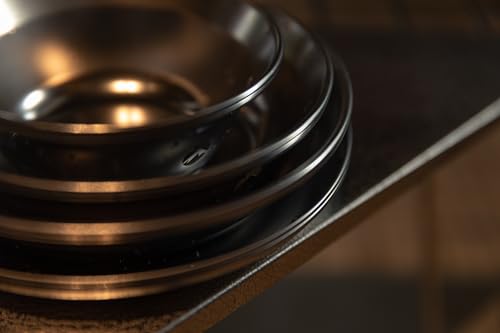 CAMPING MOON Camping Plates, Stainless Steel Tableware Set (8 Pieces), Canvas Case Included, S395-2S