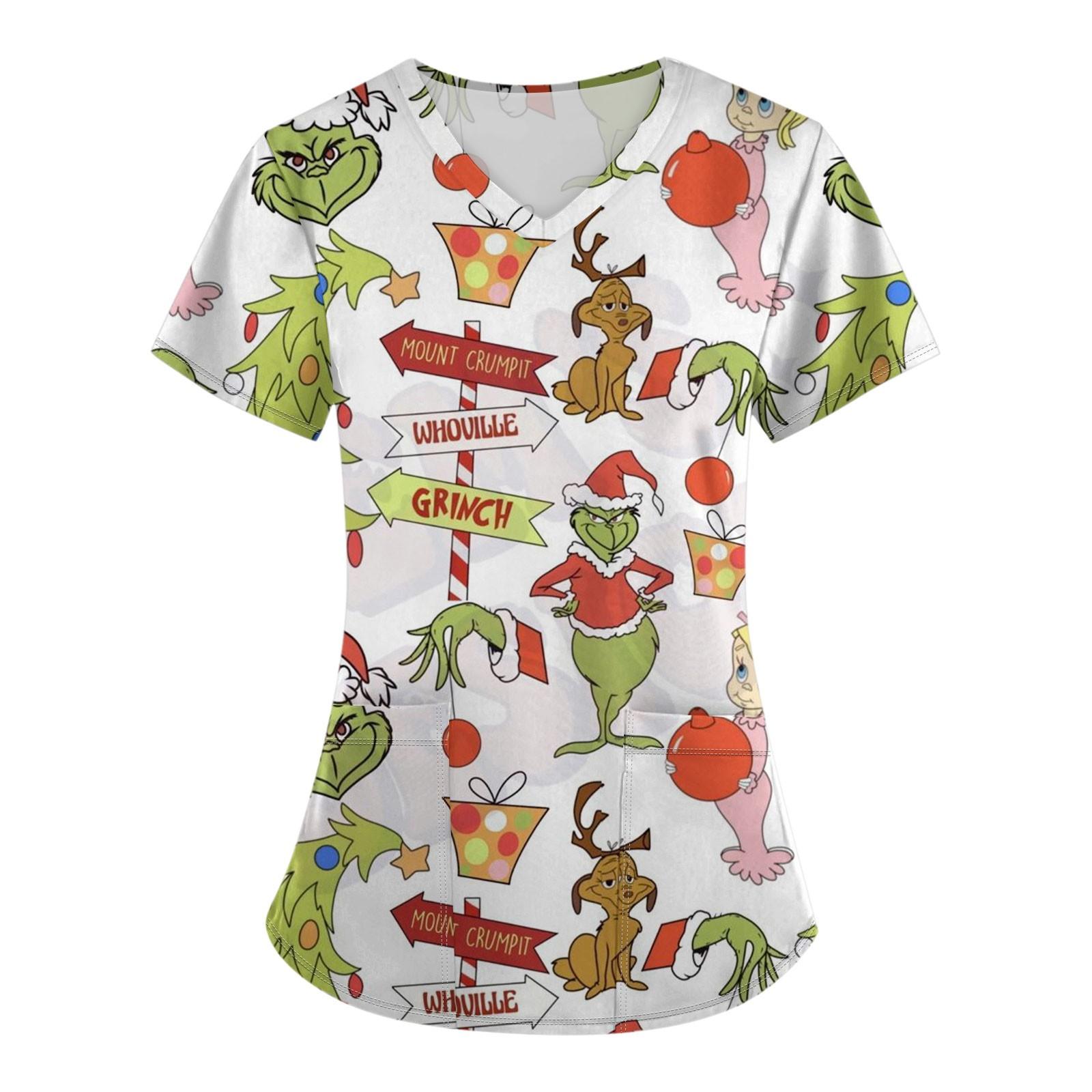 

Женский топ с коротким рукавом и крестом с дефолиацией и V-образным вырезом с карманом и принтом M