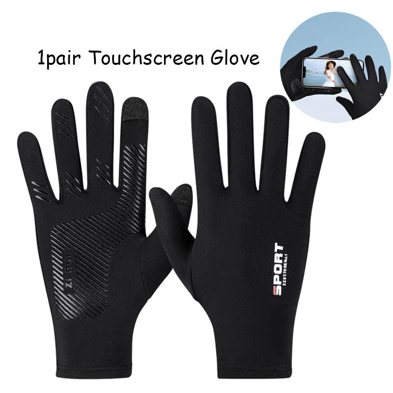 Anti-slip Gloves Men Ice Silk Sun Proction Driving Glove Fishing Gloves Breathable Full Finger Glove Touchscreen Glove