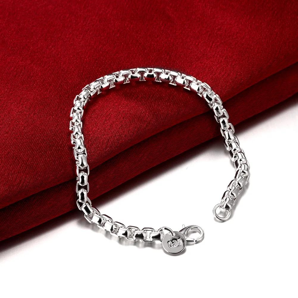 Copper fine 4MM Round Box style Bracelet for woman chain fashion Wedding party Holiday gift jewelry pulceras
