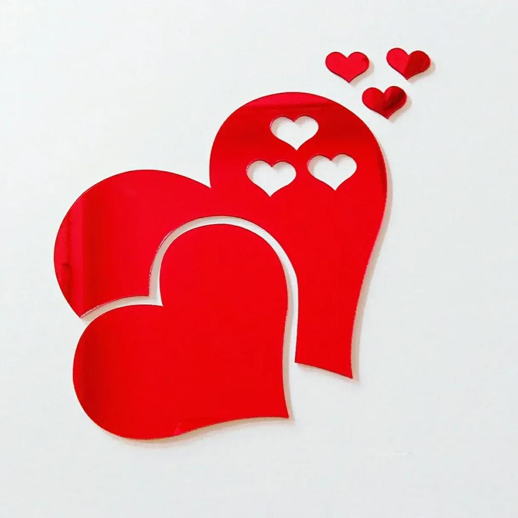 3D Glass Mirror Wall Stickers Hearts Fashion DIY Decals Self-adhesive LOVE Wedding Background Home Room Decoration Wallpaper
