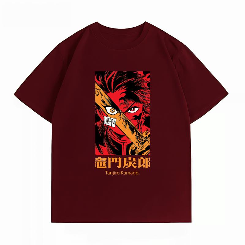 Demon Slayer Tanjiro Kamado 100% Cotton Unisex's T-Shirt, Summer New Unisex's Clothing, Casual Short Sleeve Anime Print Tee