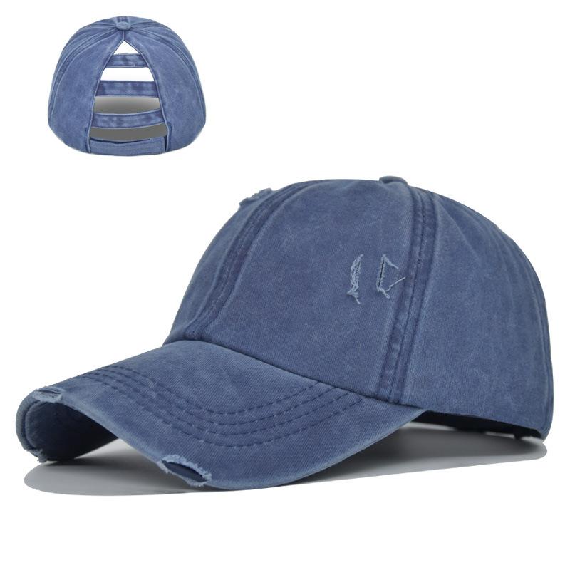 Cap Tongue Duck With Holes Ponytail Washed Baseball Cap Net Cap Cotton Material