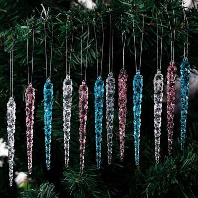 12Pcs/Set Christmas Ice Cone Ornament Xmas Tree Decoration Stylish Acrylic Crystal Icicles Ornament For Christmas Festival Decor