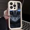 LZ3 Black Cat Green Eyes Silicone Phone Case for iPhone 11 13 14 15 16 Pro Max 7 8 16 Plus 12 Mini XS Max XR Shockproof Back Cover