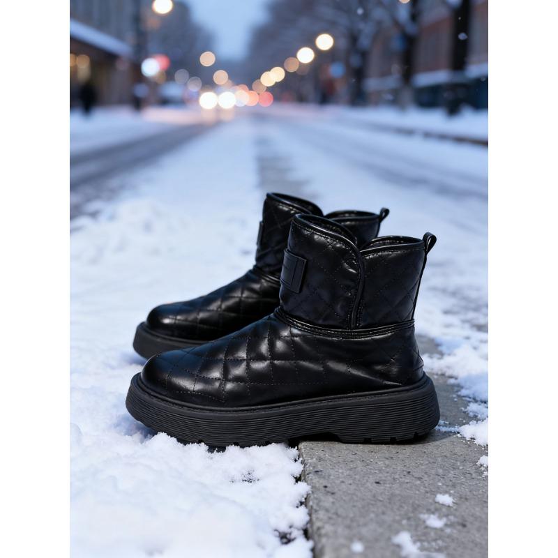 

Женские зимние теплые меховые ботинки среднего и большого размера на мягкой подошве, ботильоны до щиколотки на подкладке с утеплителем, нескользящие спортивные хлопковые ботинки для пеших прогулок 35 чёрный