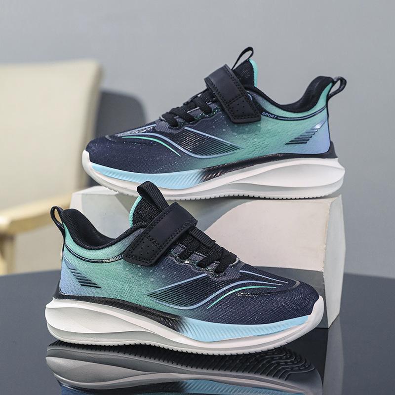 Children's Sports Shoes Spring New Mesh Boys Velcro Casual Shoes Lightweight Shock Absorption Girls Students Running Shoes