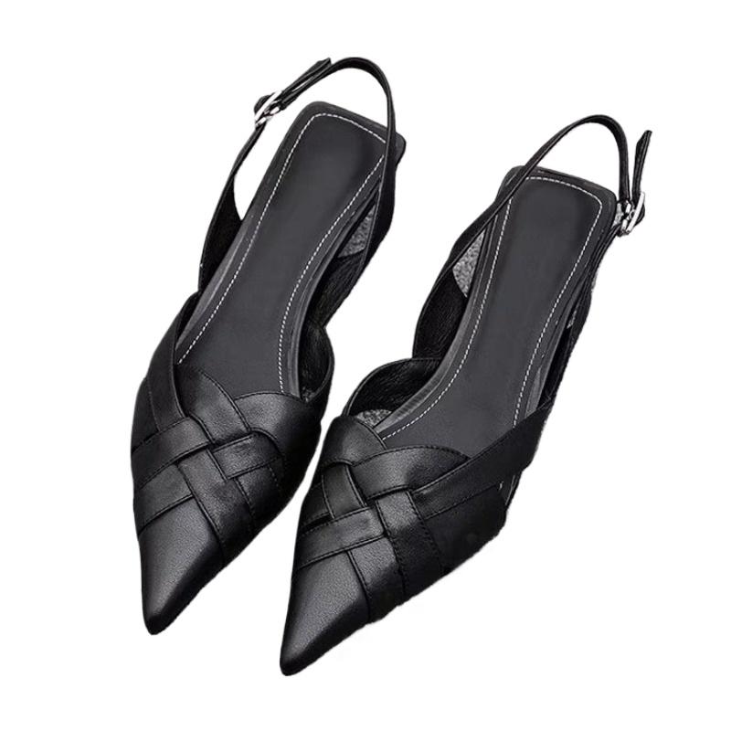 Fashion 2025 Summer Closed Toe Sandals Spring Shoes Clear Heels Large Size Breathable Med Suit Female Beige Girls Fashion Big Pointed