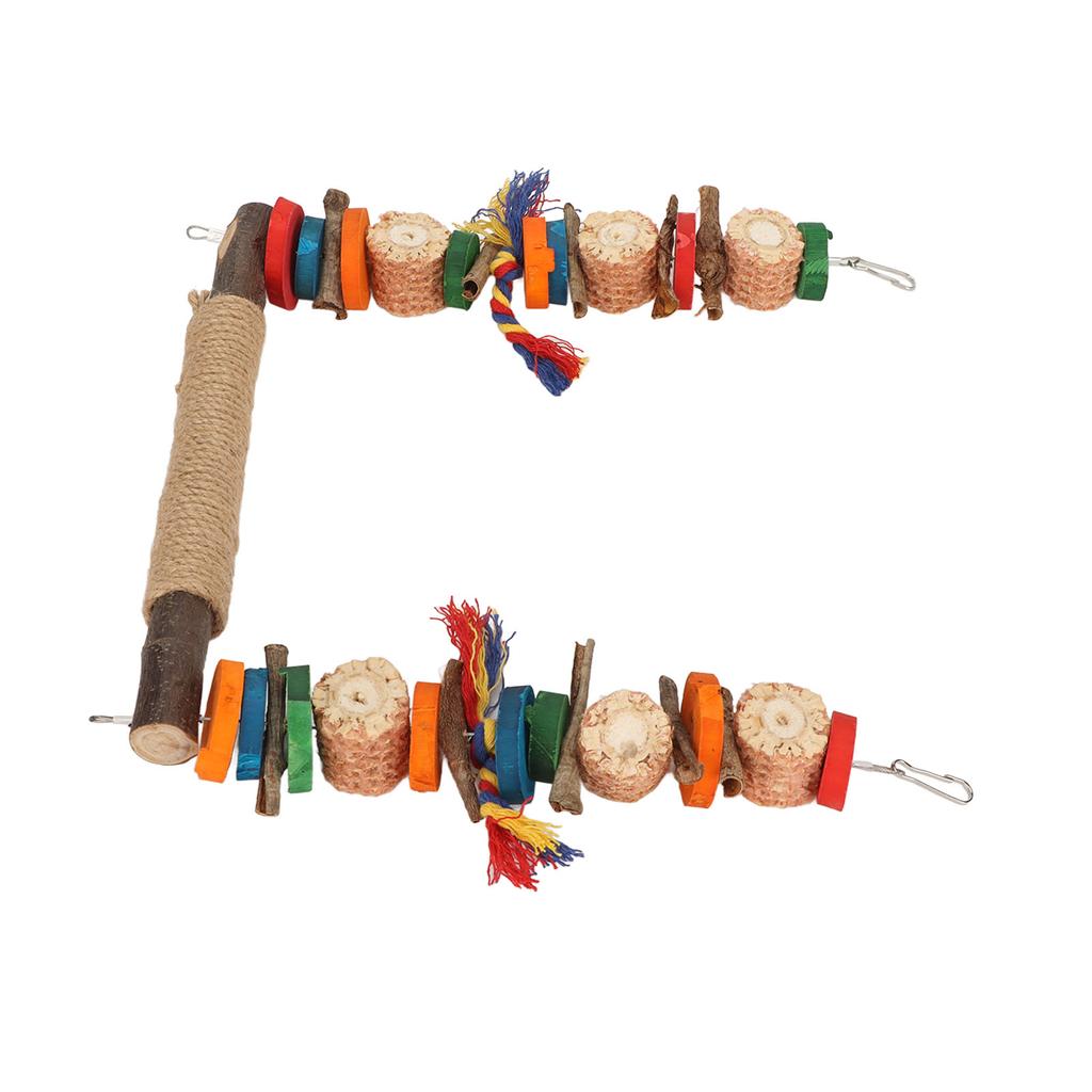 Bird Swing Toy Colorful Beak Grinding Parrot Chewing Perch Toy with Metal Hooks for Lovebird