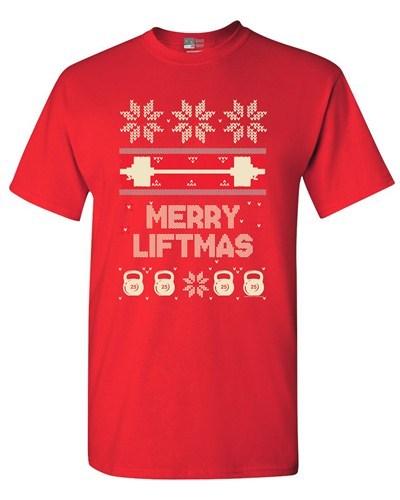 Merry Liftmas Christmas Holiday Workout Weights Funny Adult DT T-Shirt Tee Unisex T-Shirt XXXL