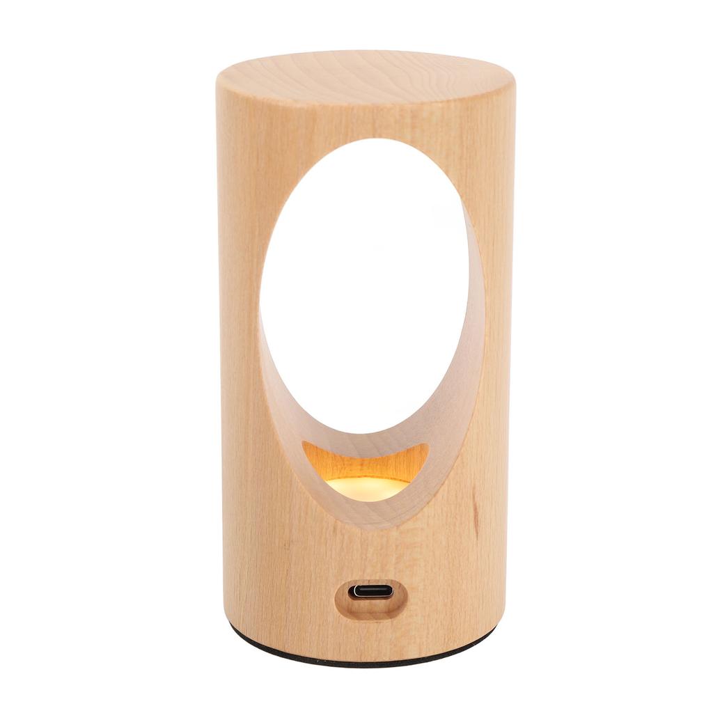 Baby Night Light Rechargeable LED Bedside Dimmable Wooden Table Lamp Kids Touch Lights for Nursery B