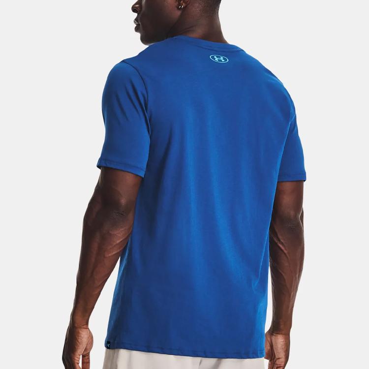 Under Armour Project Rock Graphic Print Crew Neck Short Sleeve T-Shirt Men Tops Phantom-Blue 1376891-471