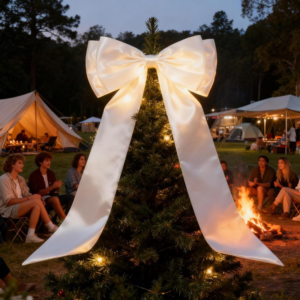 Bow Christmas Tree Topper Large Home Decor Ornament Big Bow For Christmas Tree For Birthday Wedding Outdoor Photo Backdrop