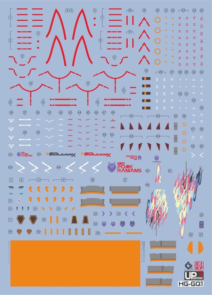 Decals for HG RG EG MG PG RE HiRM Robot MS Detail Up HG Fluorescent!! Water-slide (for 1/144 GQuuuuuuX) [Used]