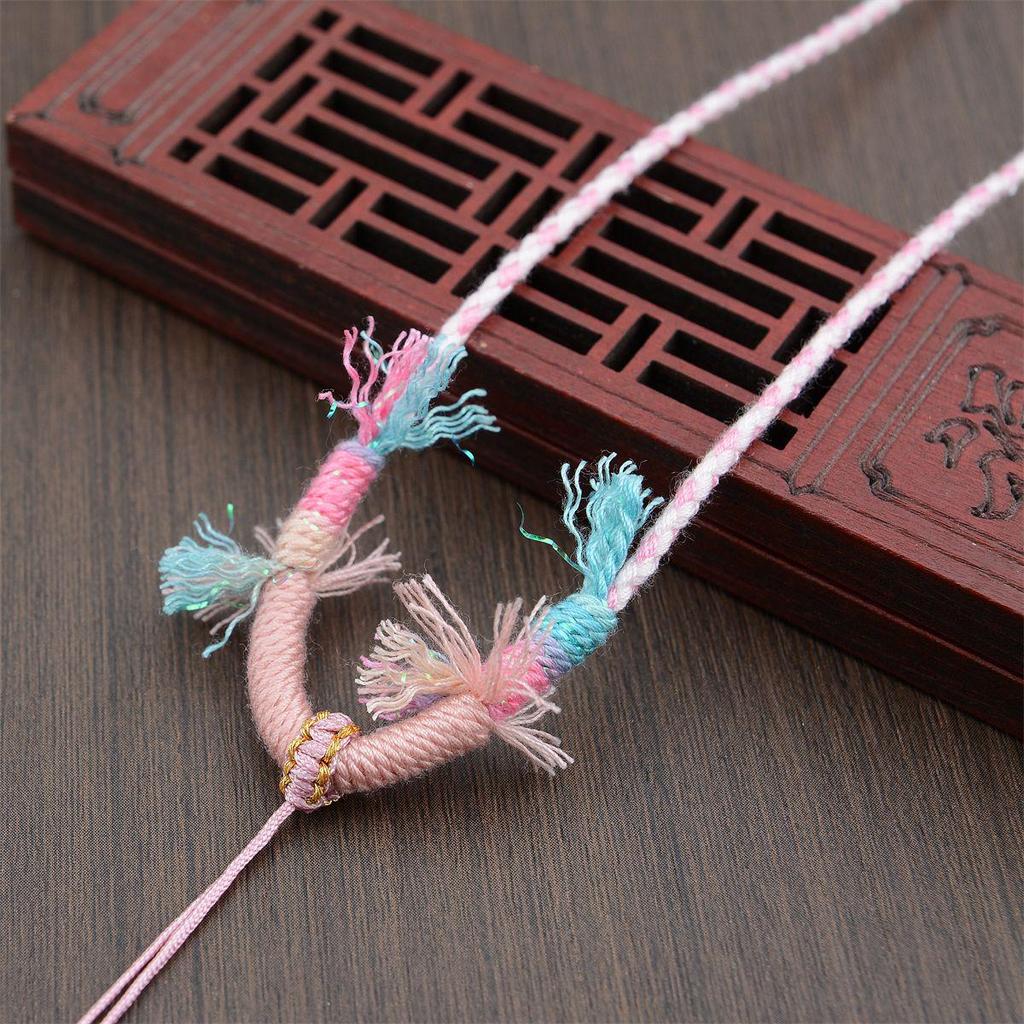 Hetian Jade Beeswax Tangka Rope Necklace with Multi-Treasure Hand-Rubbed Cotton Thread Tassels - DIY Weaving Accessory.