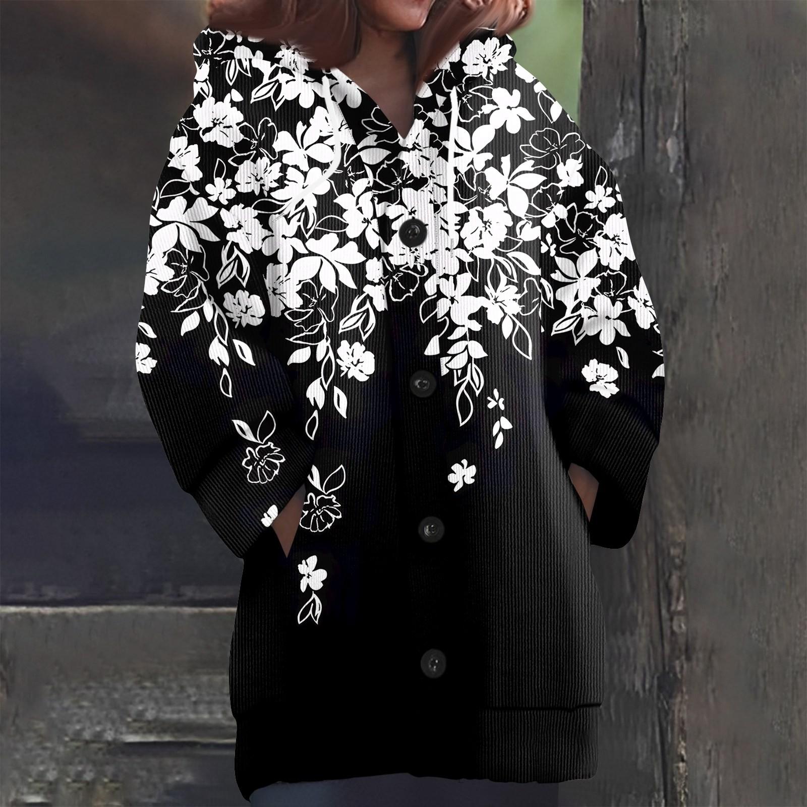 

Женская мода повседневная шерстяная вязка с капюшоном и пуговицами с длинным рукавом XXXL