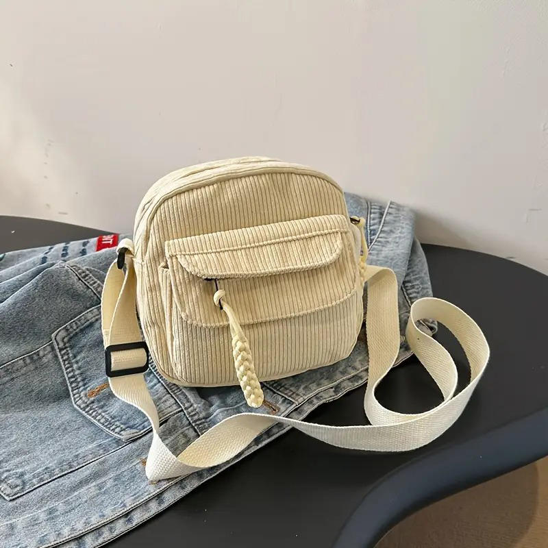 1PC Corduroy Women's Small Shoulder Bag Teenager Girl Crossbody Bag Student Street Korean Harajuku Messenger Bags